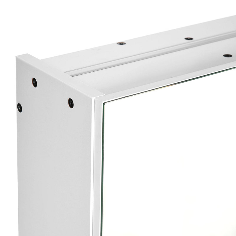 Armoire à pharmacie à DEL, organisateur de miroir de meuble-lavabo mural 35,5 po x 29,5 po avec gradateur tactile, trois portes et charge USB