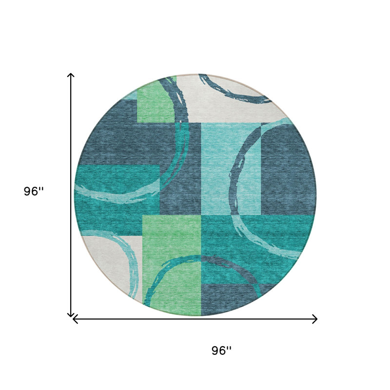 Tapis rond bleu / vert 8 pi