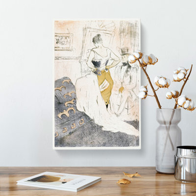 Fastening A Corset by Henri De Toulouse-Lautrec - Wrapped Canvas