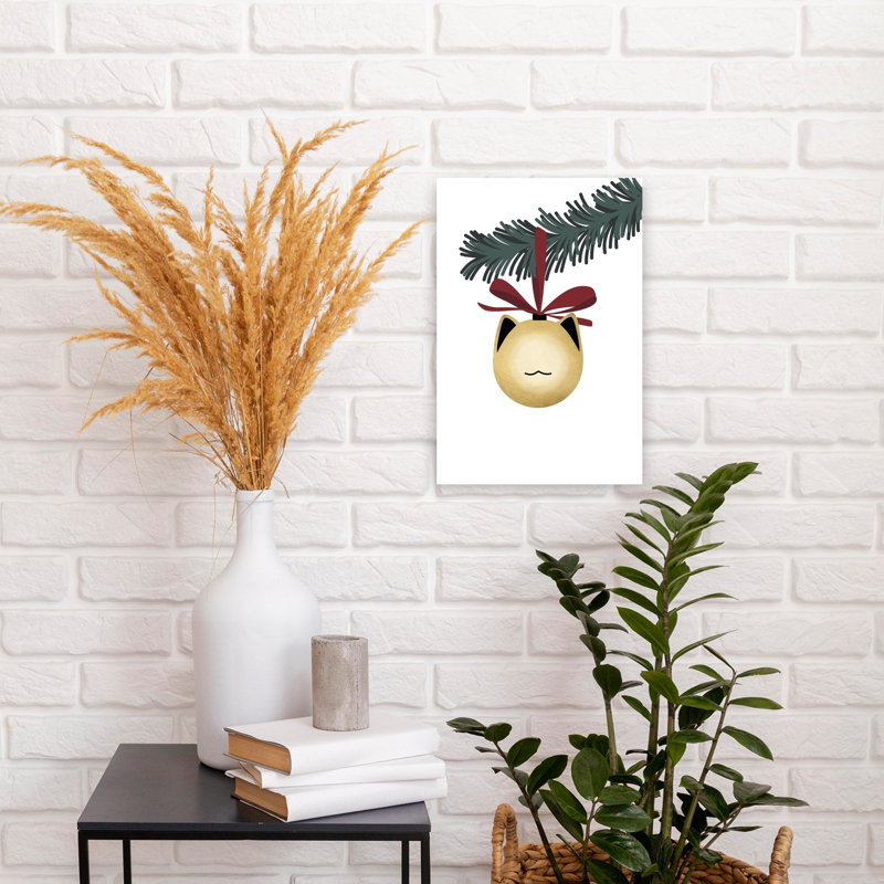 Christmas Cat Ornament Contemporary Cat Wall Art Print 1 Piece Wrapped Canvas Wall Art, 45.72cm H x 30.48cm W