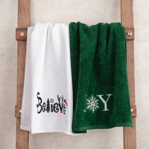 Holiday Ribbon Embroidered Merry Christmas Bath Towel Set