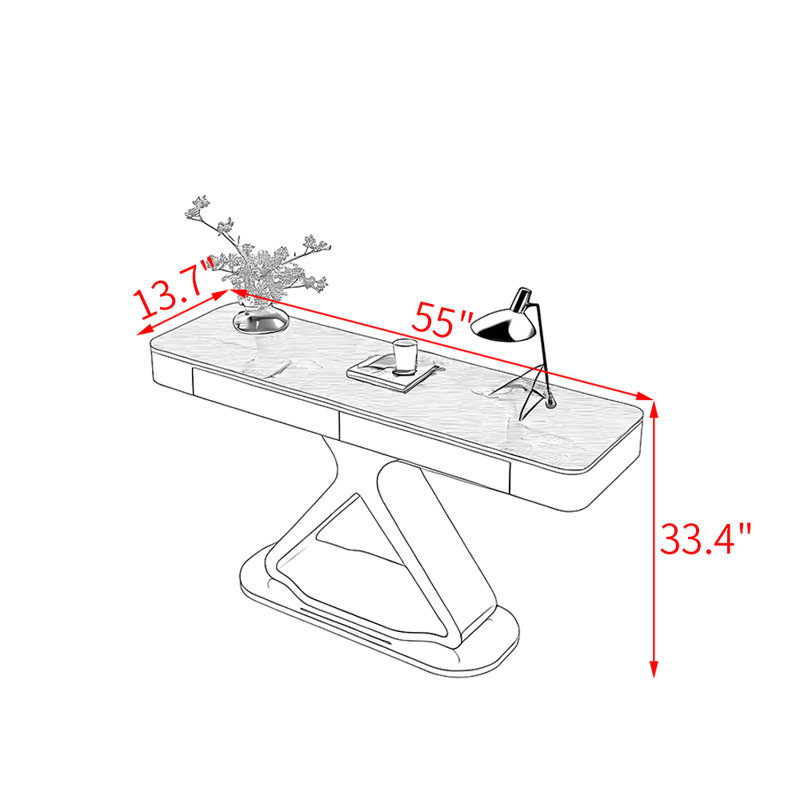 Console en métal de style italien., 33,4 po H x 55 po L x 13,7 po P
