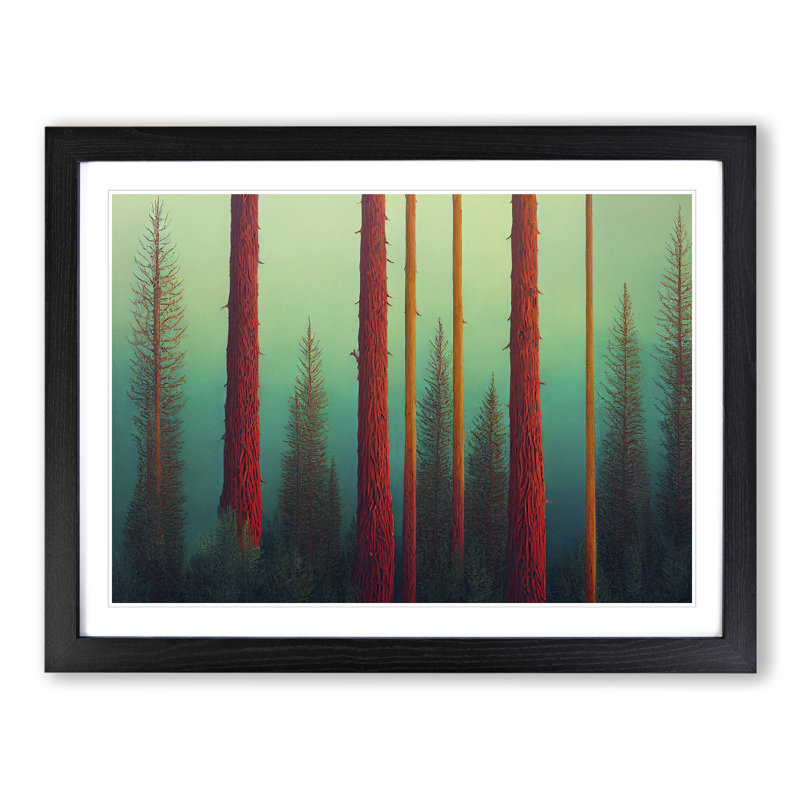 XH1022-6156X Modern Pine Tree Forest Vol.2 - Single Picture Frame Print, 34cm H x 46cm W x 2cm D, Black