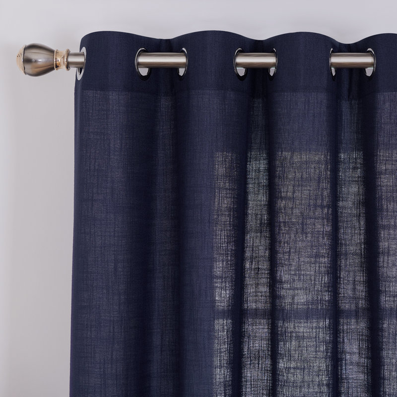 Grommet Solid Curtains (Set of 2), Navy Blue, 52" W x 96" L
