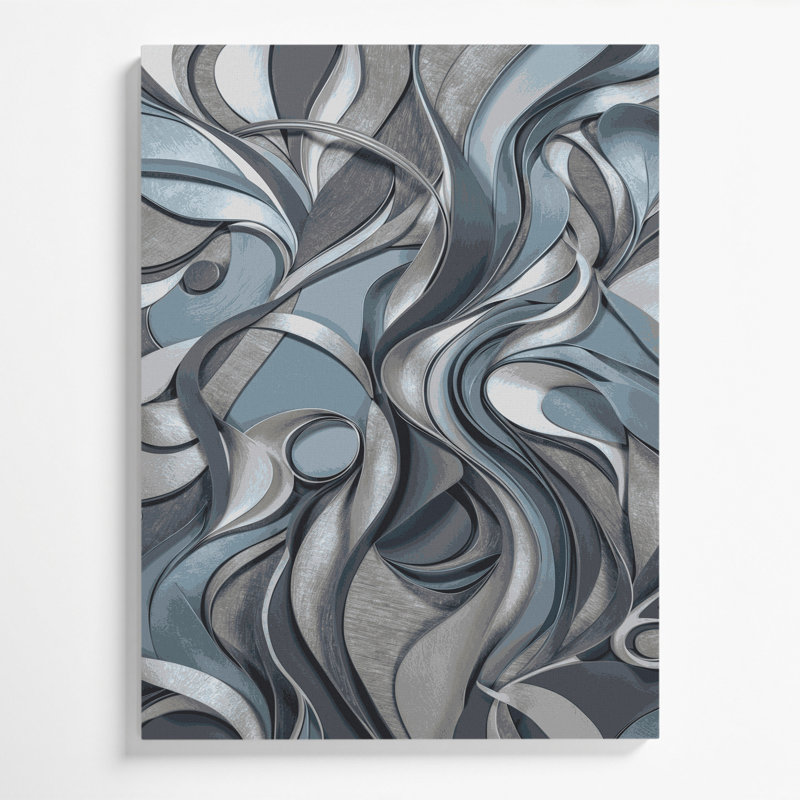 «Abstract Shapes 87», art mural sur toile grise, H 12 po x l 18 po