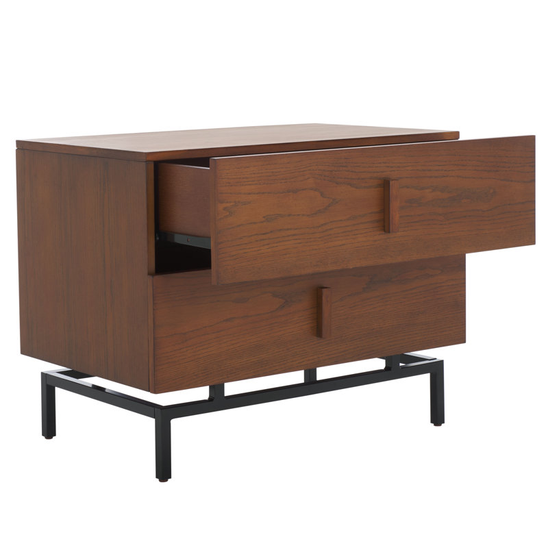 Artavion 2 - Drawer End Table, Dark Brown/Black