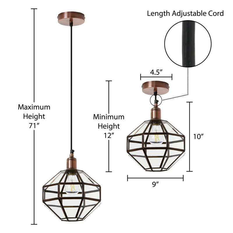 9"W Bettany Bohemian Clear Globe Shade Pendant Light - 17 Stories