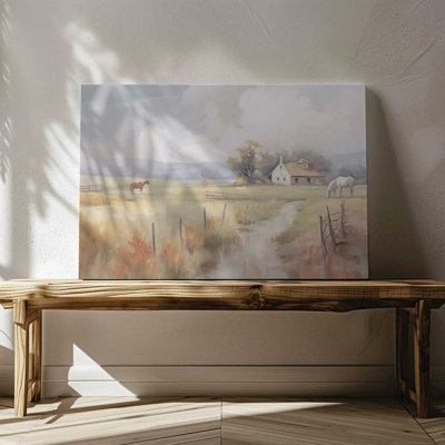 Peaceful Farmhouse Meadow Print on Canvas