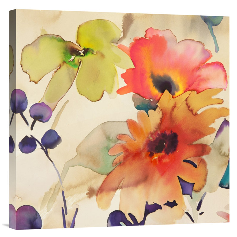 Floral Fireworks I - impression sur toile tendue, H 24 po x l 24 po x P 1,5 po, Aucun mat, Toile tendue