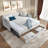 Upholstery Daybed With Trundle, Two Drawers , Side Pockets And Button Tufted Design-885347195