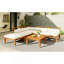 Ensemble de canapé de patio 6 pièces, ensemble de conversation modulaire d'extérieur en bois d'acacia, ensemble de conversation en forme de L, lit de jour convertible avec table à thé, repose-pieds, 5 coussins et coussins, teck et beige