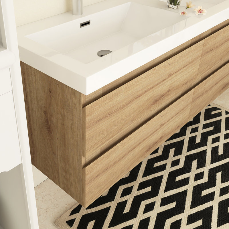 Meuble-lavabo double 59,05 po Quickel, Chêne