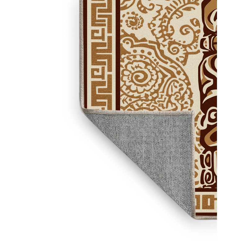 Tapis oriental traditionnel brun et beige lavable à la machine Parkwoods, 8 x 12