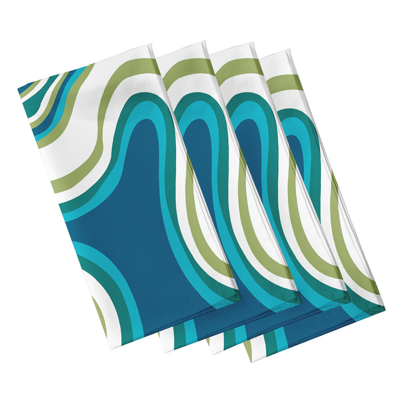 Whitbeck Polyester Abstract Square Napkin, 18" W x 18" L, Teal