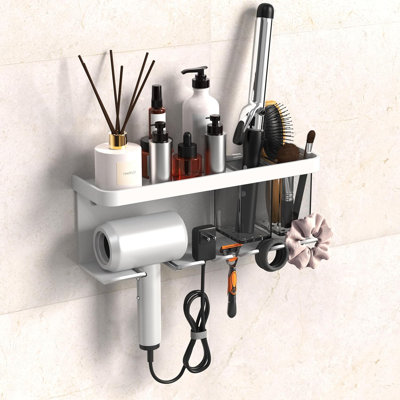 Hair Dryer Holder Wall Mounted Adhesive/Drilling, Hair Dryer Storage Organizer