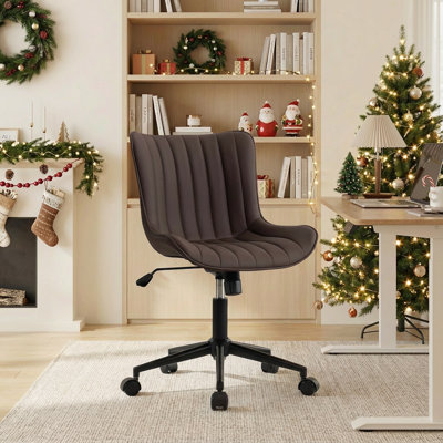 Brionni Leather Upholstered Office Desk Chair Swivel Task Chair Height Adjust Conference Chair
