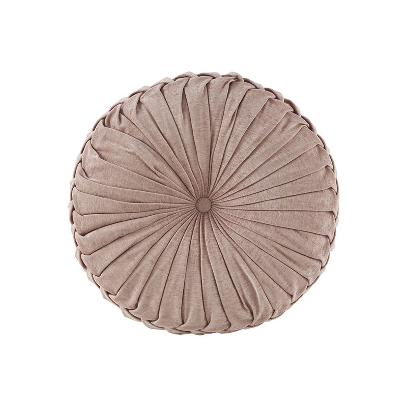 Coussin de sol rond en poly chenille, Rosé