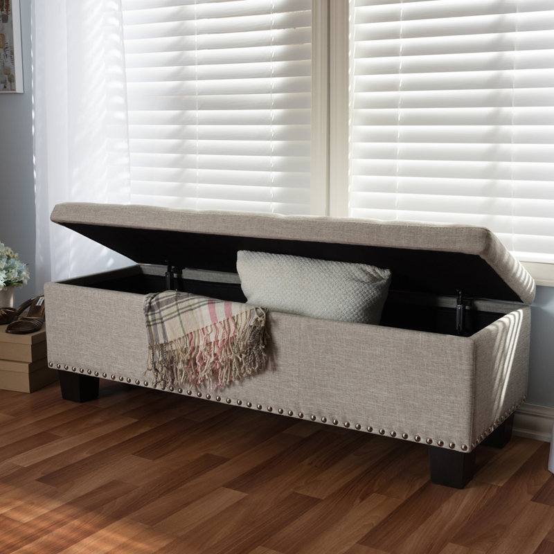 Ahrens Polyester Upholstered Storage Bench, 52.17" W x 16.73" D, Beige