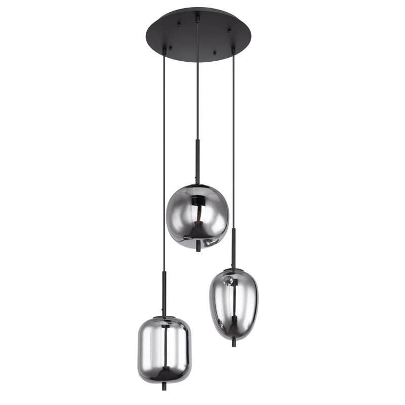 Sherise 3 - Light Black/Silver Cluster Pendant