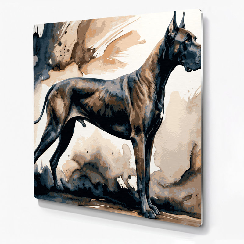 «Dogs Dane», art mural en métal beige, H 8 po x l 8 po