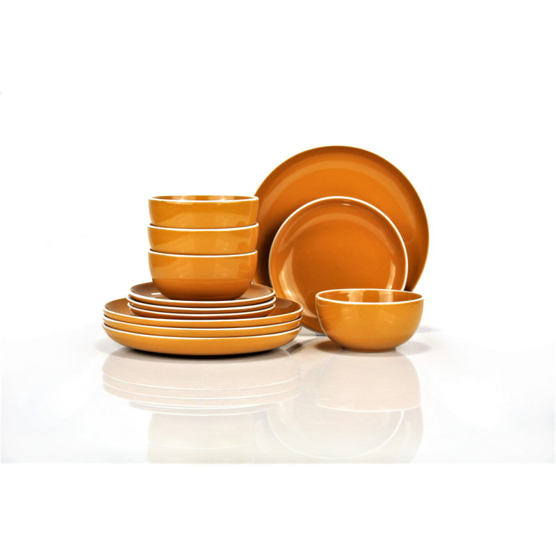 12 Piece Dinnerware Set, Service for 4, Yellow