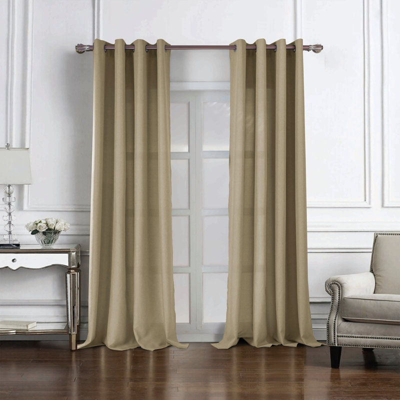 Cole Textured Semi Sheer Window Curtain Panel, Taupe, 54" W x 95" L