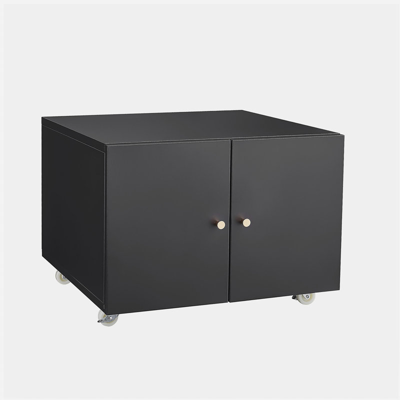 Armoire pour imprimante noire à double porte en métal avec roulettes verrouillables à 360 °, tablettes réglables, armoire de rangement étanche pour bureau / maison / garage