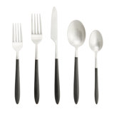 Fortessa Velo 18/10 Stainless Steel 20 Piece Flatware Set, Service for 4, Black/Brushed Silver