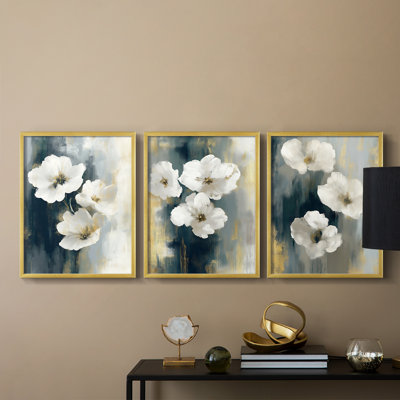 Floral Study  Series  CLXXIII  -Set Of 3 Framed Giclee Prints -Ready to Hang