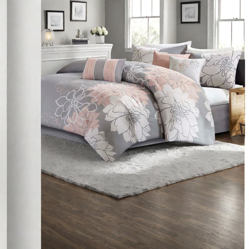 Ensembles de literie à motif floral élégant, édredon en polyester, style transitionnel, chambre à coucher