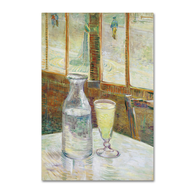 «Cafe Table With Absinthe» par Vincent Van Gogh - impression sur toile tendue, H 32 po x l 22 po
