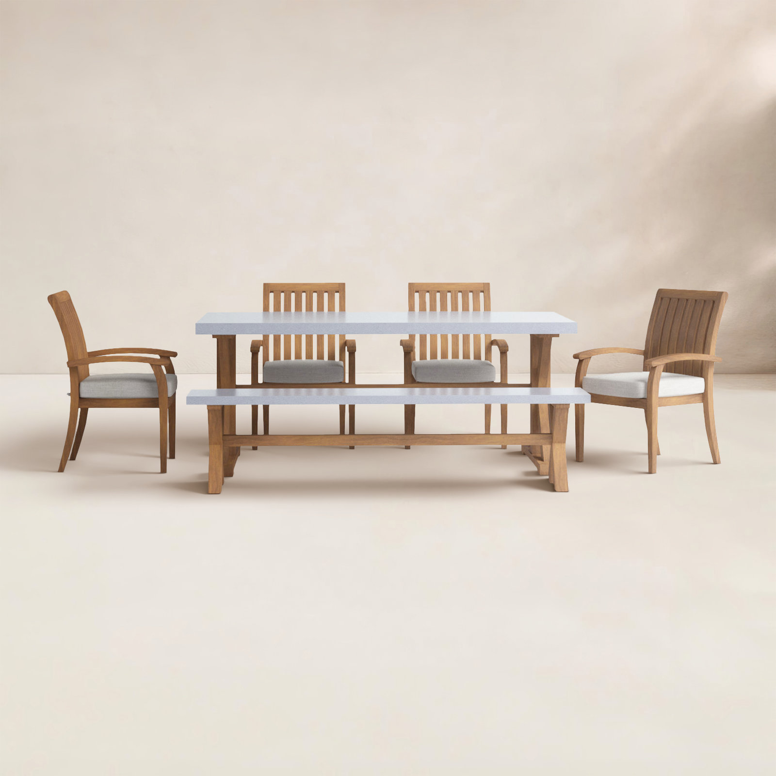 Fleur 74" Eucalyptus Patio Dining Set