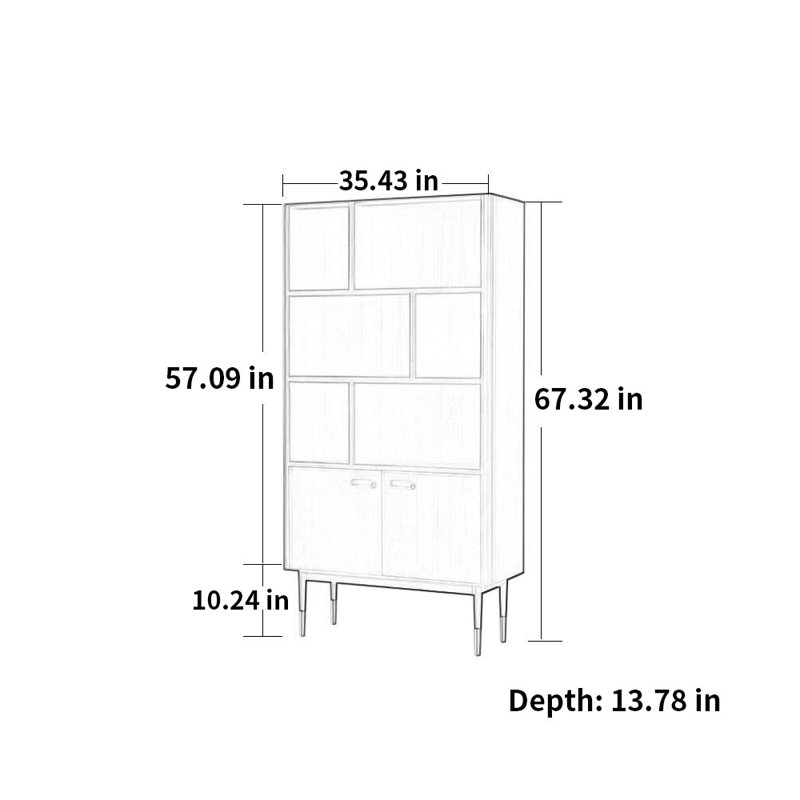 Solid wood floor bookcase display cabinet