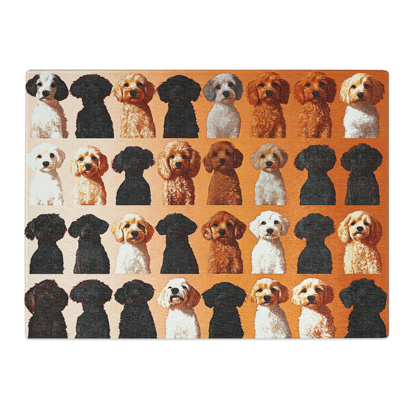 Labradoodle Pattern Vol.2  Glass Chopping Board