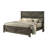 Queen Size Bed In Rustic Gray, Metal And Paper, Casual Bedroom Decor Gray Frame With Rubberwood Legs, Headboard, Transitional Style