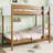 Natural Rubber Wood Twin-Over-Twin Bunk Bed With Boucle Upholstered Headboard, Footboard, Ladder, And Safety Guardrails