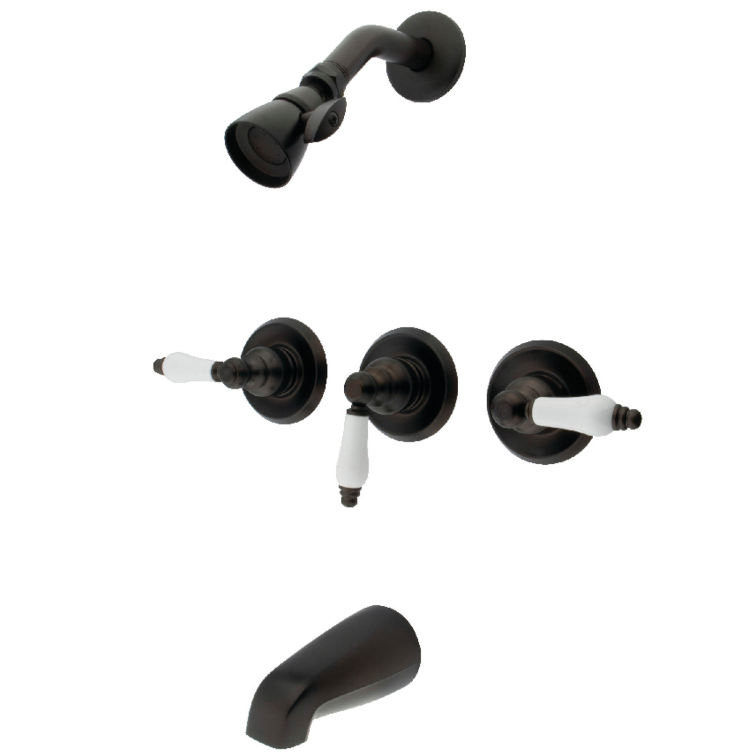 Kingston Brass Victorian Triple-Handle Tub and Shower Faucet & Reviews ...