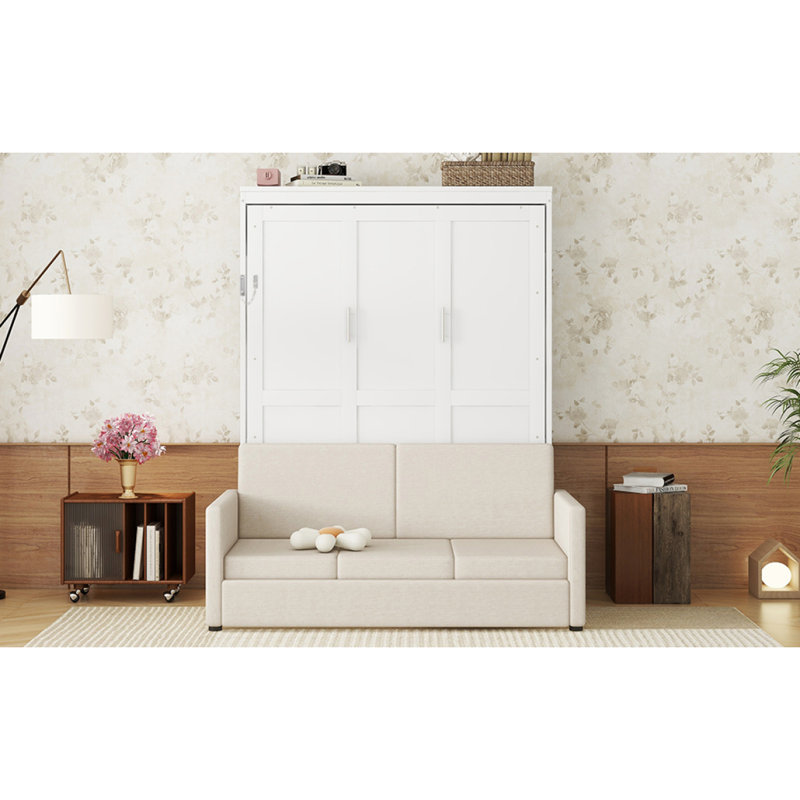 Grand lit escamotable mural avec coussin, grand (blanc) (ancien SKU: LP000891AAK), Queen