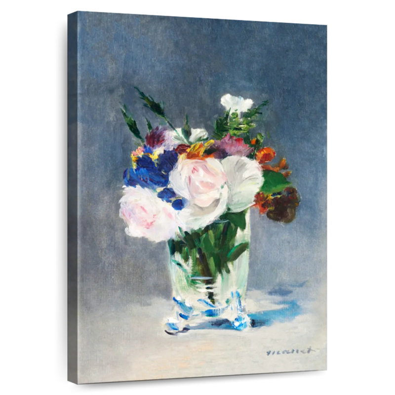 Fleurs dans un vase en cristal, H 48 po x l 32 po