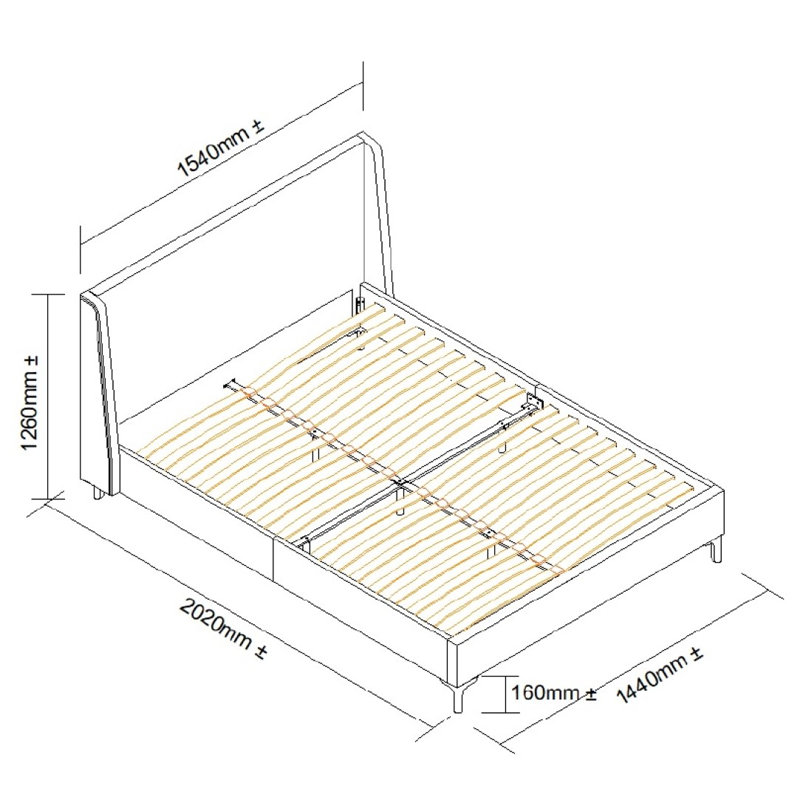 Carmer Upholstered Bed Frame, Double (4'6)