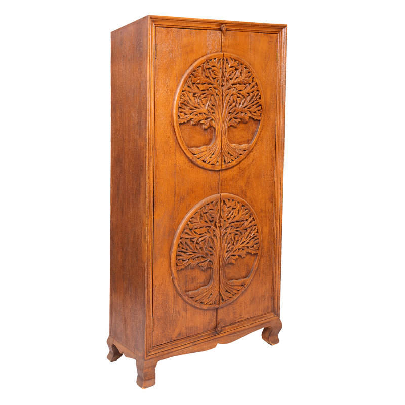 Armoire haute en bois massif à 2 portes Tree of Life