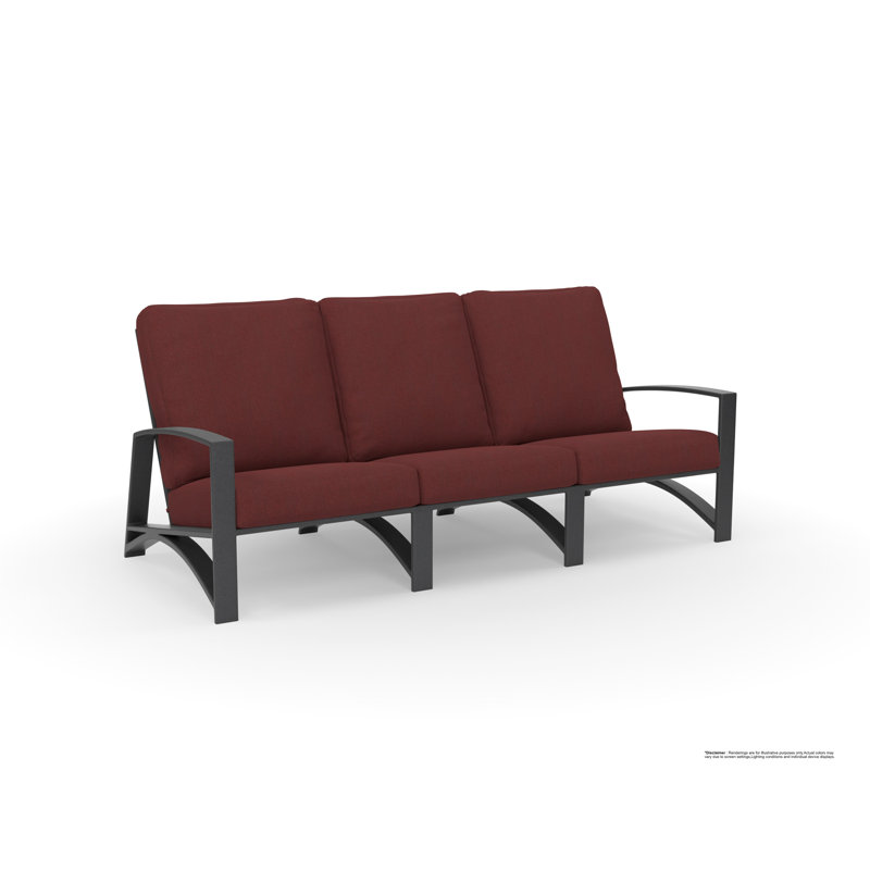 Arc Outdoor 3 - Seat Patio Sofa, Trax Burgundy, Carbon Black