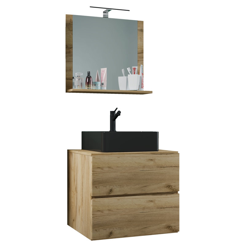 Razwana Bathroom Furniture Suite, Black/Oak