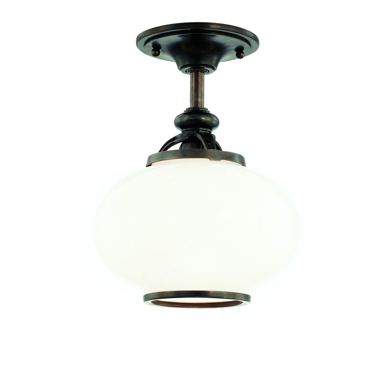 Canton Glass Flush Mount, Old Bronze, 11.5"H x 9"W