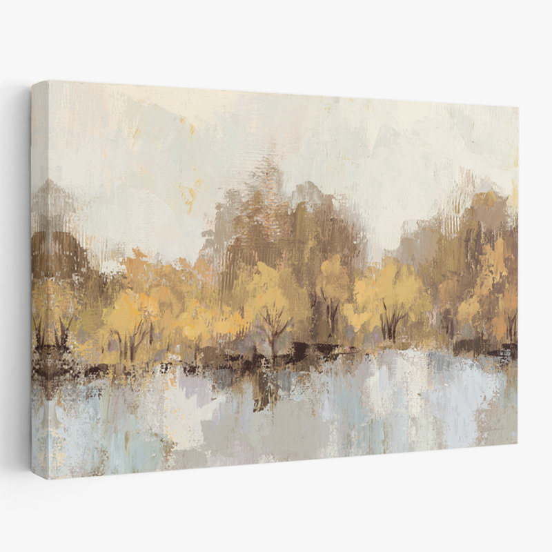 Réflexion de la rivière d'automne - Automne beige brun automne, H 24 po x l 16 po