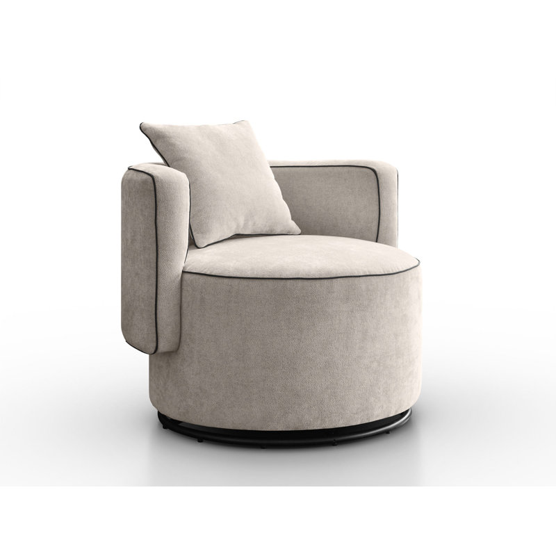 Bernella Upholstered Swivel Armchair, Beige
