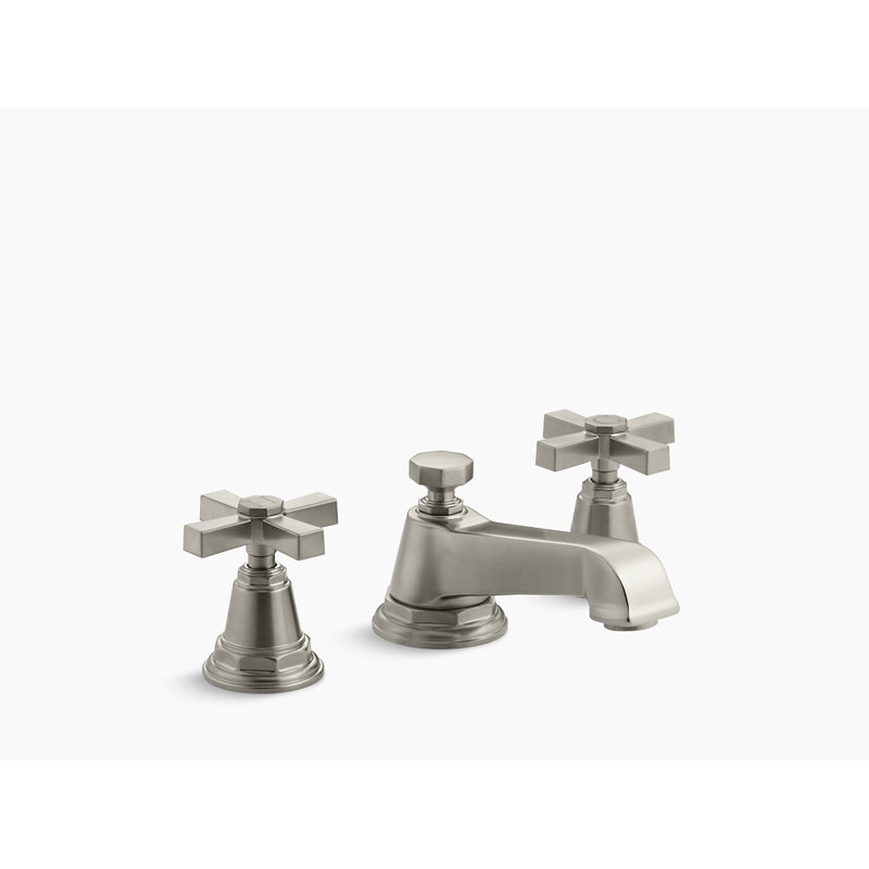 Pinstripe® Pure Widespread Bathroom Sink Faucet with Cross Handles, Cross Handle, Vibrant Brushed Nickel