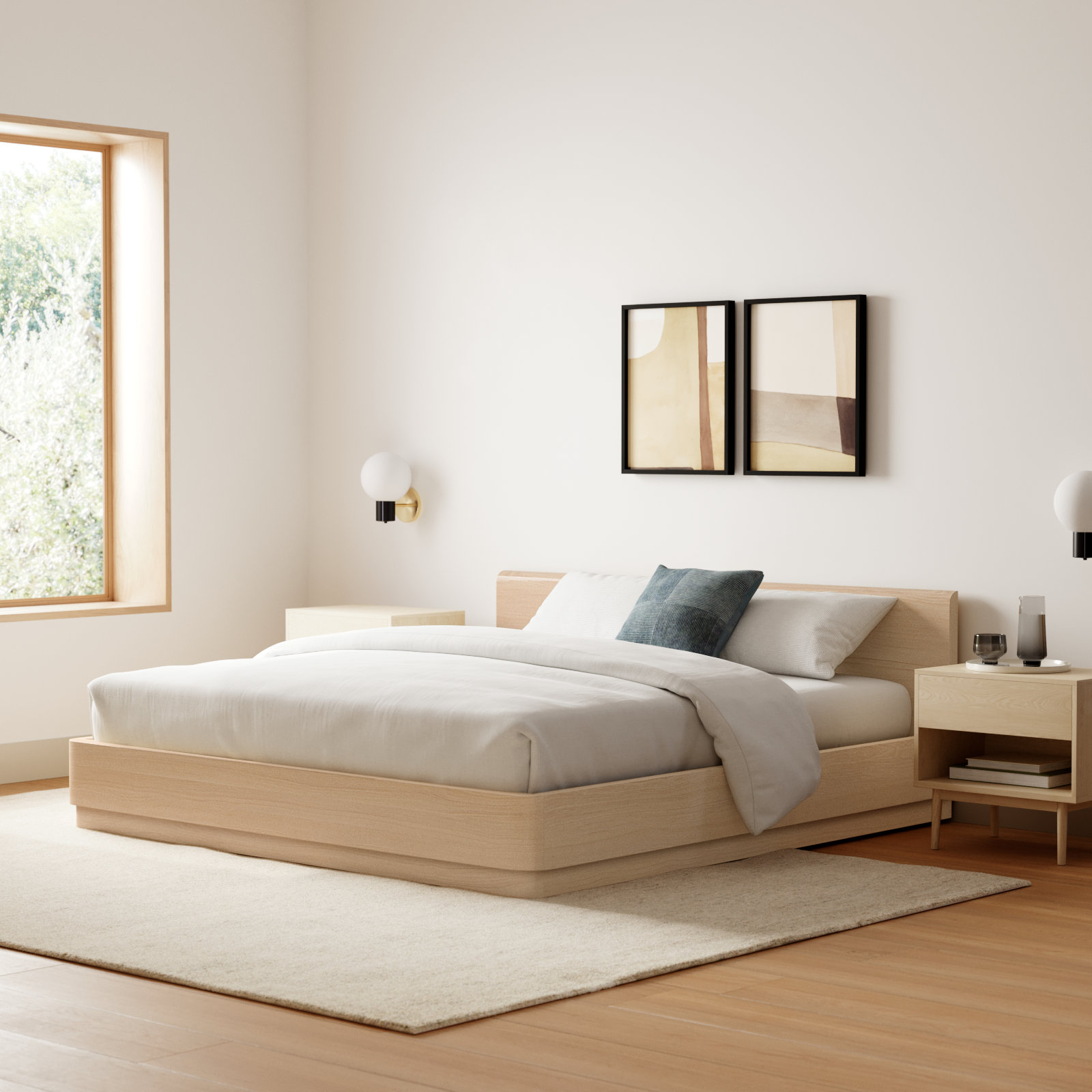 Mille Platform Bed, King, Oak