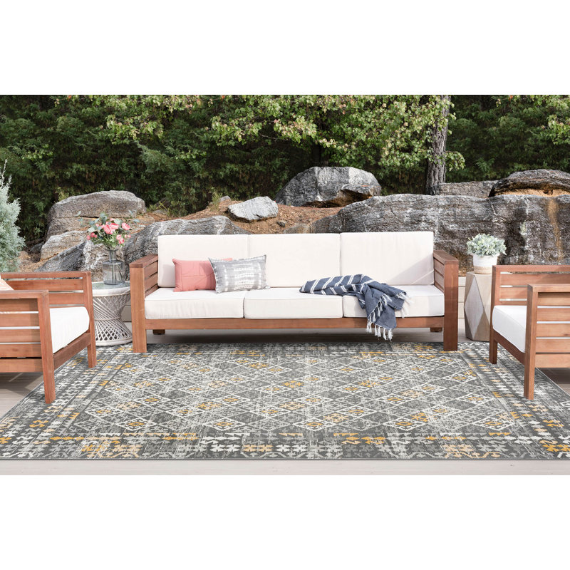 Deltufo Moroccan Reversible Flatweave Polypropylene Indoor / Outdoor Area Rug - Cream , Rectangle 5'3'' x 7'3''