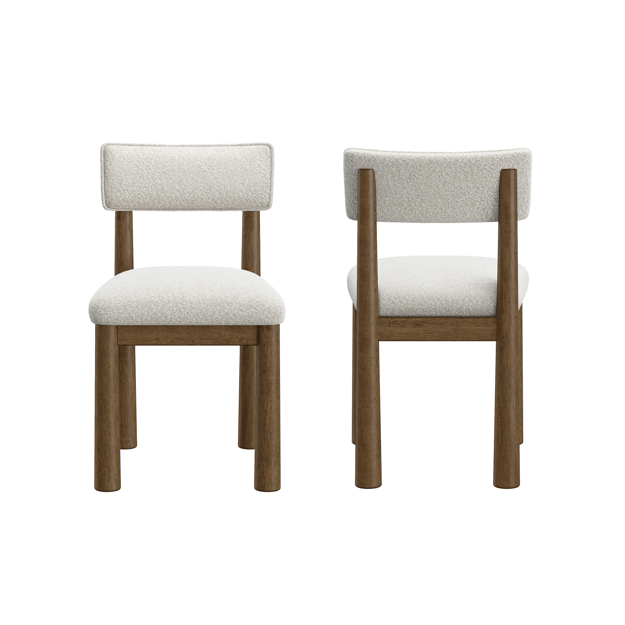 Micha Wood Dining Chair (Set Of 2), Cherry Frame/White Upholstery